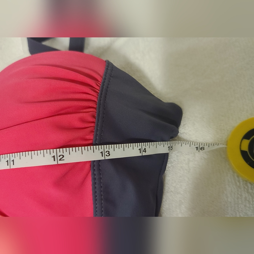Color Block Tankini Set w/Swim Skirt Pink&Gray Size S - Picture 9 of 16